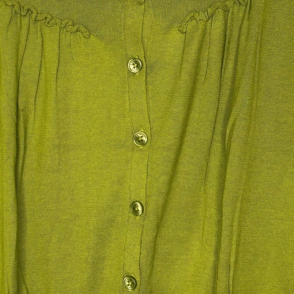 DKNYC Green Women's Button-Up Silk/Cotton Cardigan - Picture 3 of 5